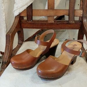 Brown leather clog sandals Kork Ease